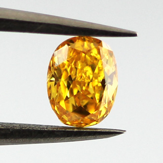 Fancy Vivid Yellowish Orange Diamond, Oval, 0.29 carat, SI1