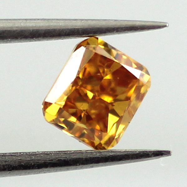 Fancy Vivid Yellowish Orange Diamond, Cushion, 0.50 carat - B