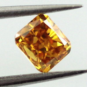 Fancy Vivid Yellowish Orange Diamond, Cushion, 0.50 carat - Thumbnail