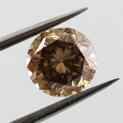 Fancy Yellow Brown Diamond, Round, 0.85 carat, VS1