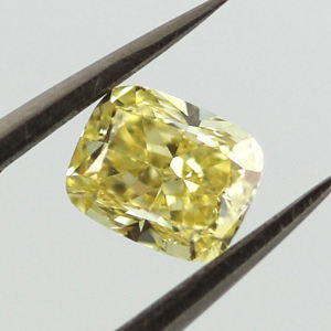 GIA Cushion Fancy Yellow Diamond, 0.67 carat