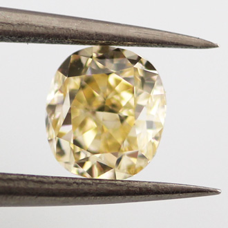 Fancy Yellow Diamond, Cushion, 0.66 carat, VS1