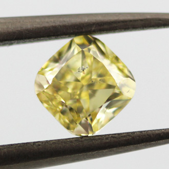 Fancy Yellow Diamond, Cushion, 0.75 carat, I1 - B