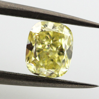 Fancy Yellow Diamond, Cushion, 0.76 carat, SI2- C
