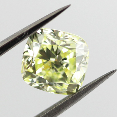 Fancy Yellow green Diamond, Cushion, 1.50 carat, VS2