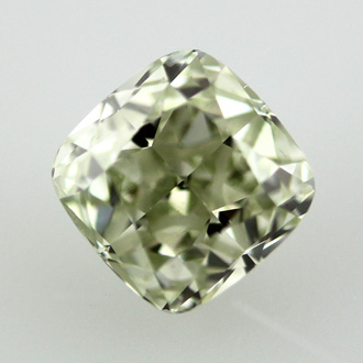 Fancy Yellowish Green Diamond, Cushion, 1.53 carat, VS2