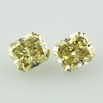 Pair of Fancy Brownish Yellow Diamond, Radiant, 0.84 carat, VS2