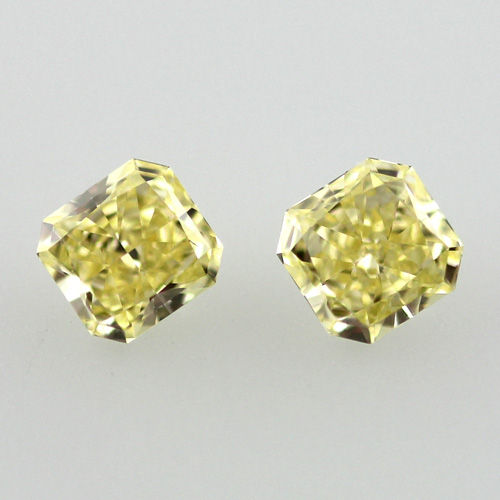 Pair of Fancy Intense Yellow Diamond, Radiant, 0.33 carat, SI1- C
