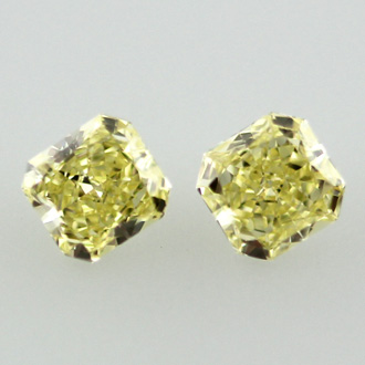 Pair of Fancy Intense Yellow Diamond, Radiant, 0.33 carat, SI1