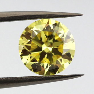 Pair of Fancy Intense Yellow Diamond, Round, 3.35 carat, SI1 - B