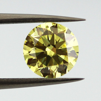 Pair of Fancy Intense Yellow Diamond, Round, 3.35 carat, SI1- C