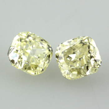 Pair of Fancy Light Yellow Diamond, Cushion, 3.59 carat, VS2