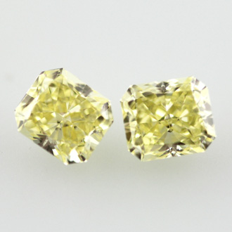 Pair of Fancy Yellow Diamond, Radiant, 1.09 carat, VS2