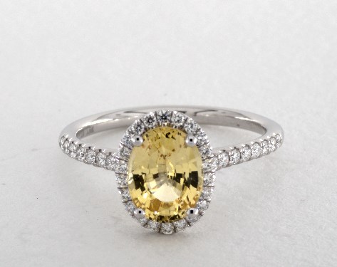 oval yellow sapphire engagement ring in white gold 1.79ct