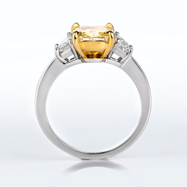 Fancy Yellow Diamond Ring, Cushion, 2.12 carat, SI2 - B
