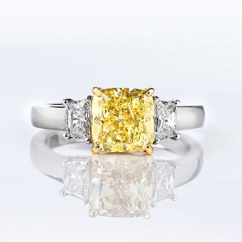 Fancy Yellow Diamond Ring, Cushion, 2.28 carat, VS1 - Thumbnail