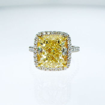 Halo Fancy Light Yellow Diamond Engagement Ring, 10.81 ctw