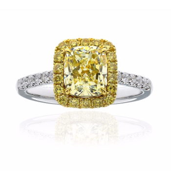 Halo Fancy Light Yellow Diamond Engagement Ring, 2.04 ctw