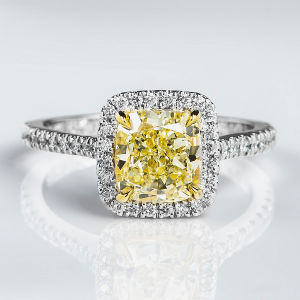 Halo Fancy Light Yellow Diamond Engagement Ring, 2.43 ctw