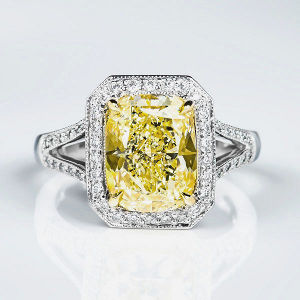 Halo Fancy Light Yellow Diamond Engagement Ring, 4.76 ctw