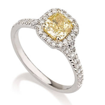 Halo Fancy Yellow Diamond Engagement Ring, 1.30 ctw