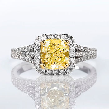 GIA Cushion Fancy Yellow Diamond, 2.44 carat