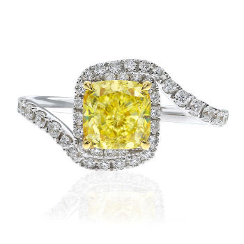 Halo Twist Fancy Yellow Diamond Engagement Ring, 1.90 ctw