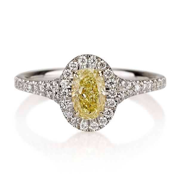 Fancy Yellow Diamond Ring, Oval, 0.75 carat, VVS2