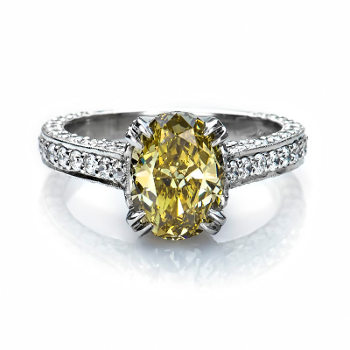 Fancy Dark Brown Greenish Yellow Chameleon Diamond Ring, Oval, 2.01 carat - Thumbnail