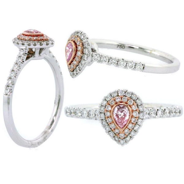 Argyle Purplish Pink Diamond Ring, Pear, 0.12 carat, SI1
