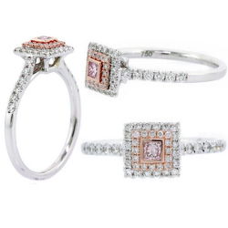 Double Halo Argyle Pink Diamond Engagement Ring, 0.44 ctw