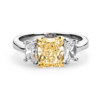 Fancy Light Yellow Diamond Ring, Radiant, 2.05 carat, SI1 - Thumbnail