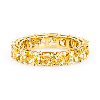 Eternity Band Fancy Yellow Diamond Engagement Ring, 7.21 ctw