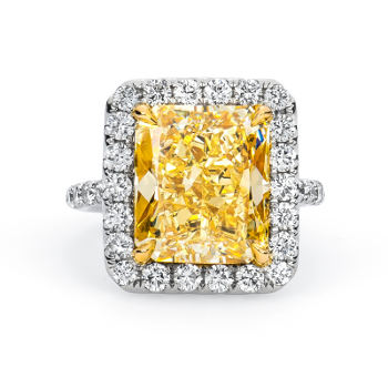 Halo Fancy Light Yellow Diamond Engagement Ring, 10.51 ctw