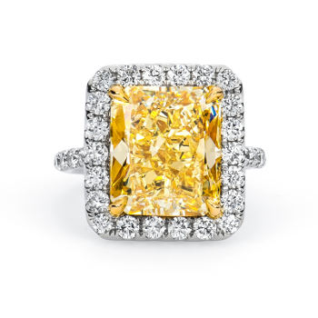Fancy Light Yellow Diamond Ring, Radiant, 8.78 carat, SI2 - Thumbnail