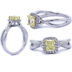 Halo Fancy Yellow Diamond Engagement Ring, 0.72 ctw