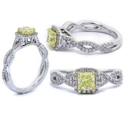 Halo Fancy Yellow Diamond Engagement Ring, 0.93 ctw