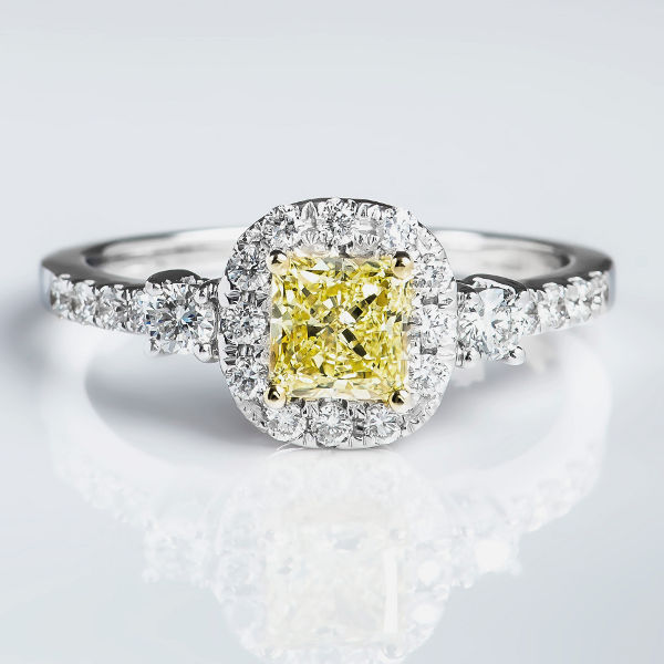 Fancy Yellow Diamond Ring, Radiant, 0.71 carat, VS1