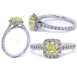 Halo Fancy Yellow Diamond Engagement Ring, 1.35 ctw