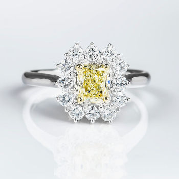 Halo Fancy Yellow Diamond Engagement Ring, 1.45 ctw