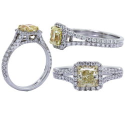 Halo Fancy Yellow Diamond Engagement Ring, 1.78 ctw