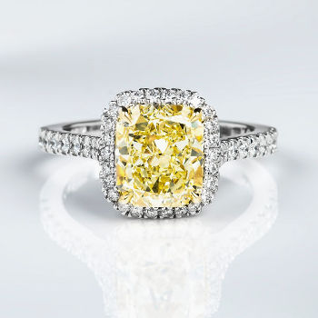 Halo Fancy Yellow Diamond Engagement Ring, 3.54 ctw