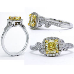 Vintage Fancy Yellow Diamond Engagement Ring, 1.15 ctw