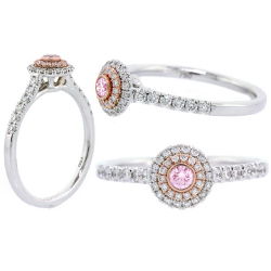 Double Halo Argyle Pink Diamond Engagement Ring, 0.36 ctw