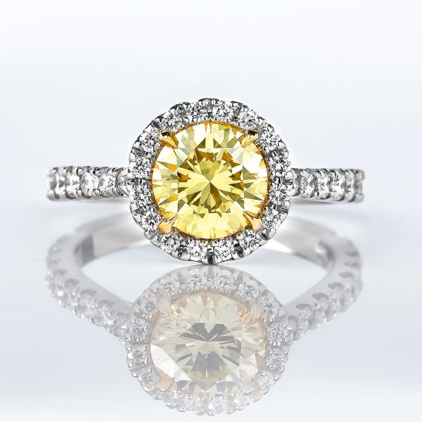 Fancy Intense Yellow Diamond Ring, Round, 1.39 carat, VVS2