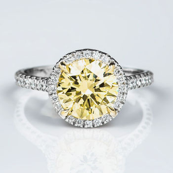 Halo Fancy Light Yellow Diamond Engagement Ring, 2.52 ctw