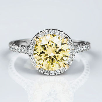 Fancy Light Yellow Diamond Ring, Round, 2.02 carat, SI1 - Thumbnail